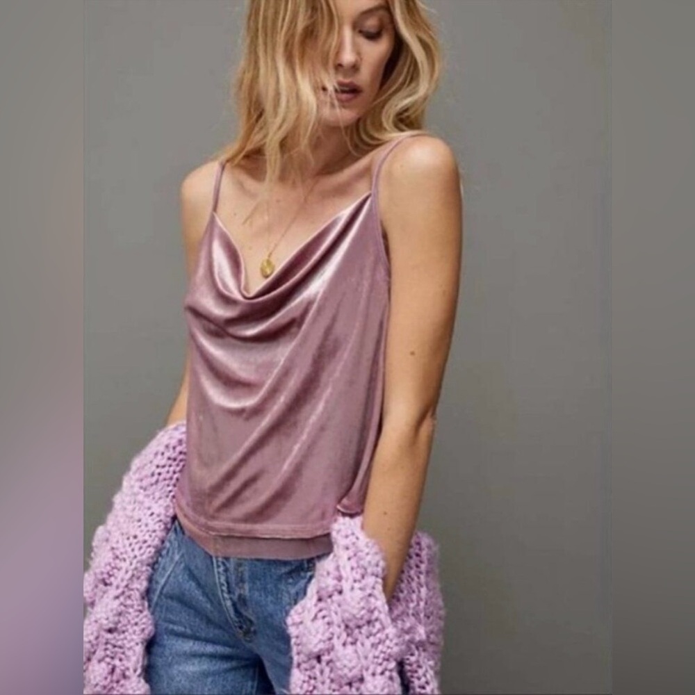 Anthropologie Maeve Top Halsey Cowl Neck Velvet Cami Tank Fairy Party Holiday